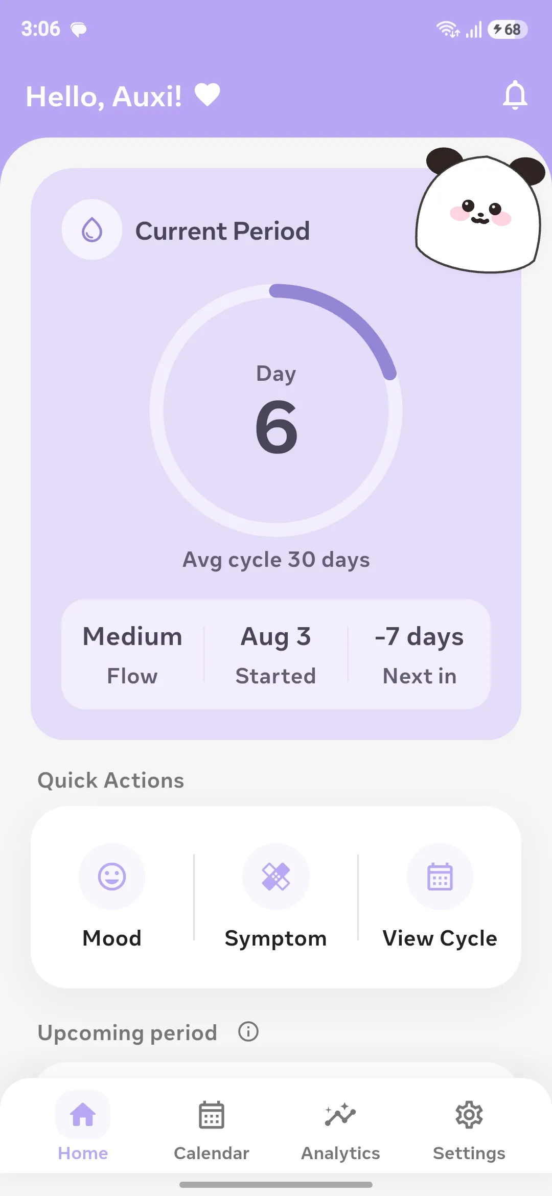 Home dashboard