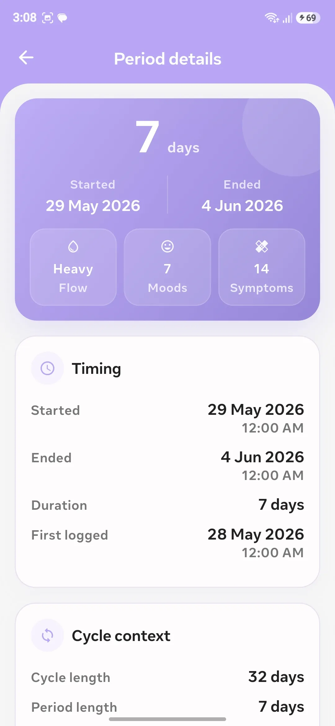 Period tracking